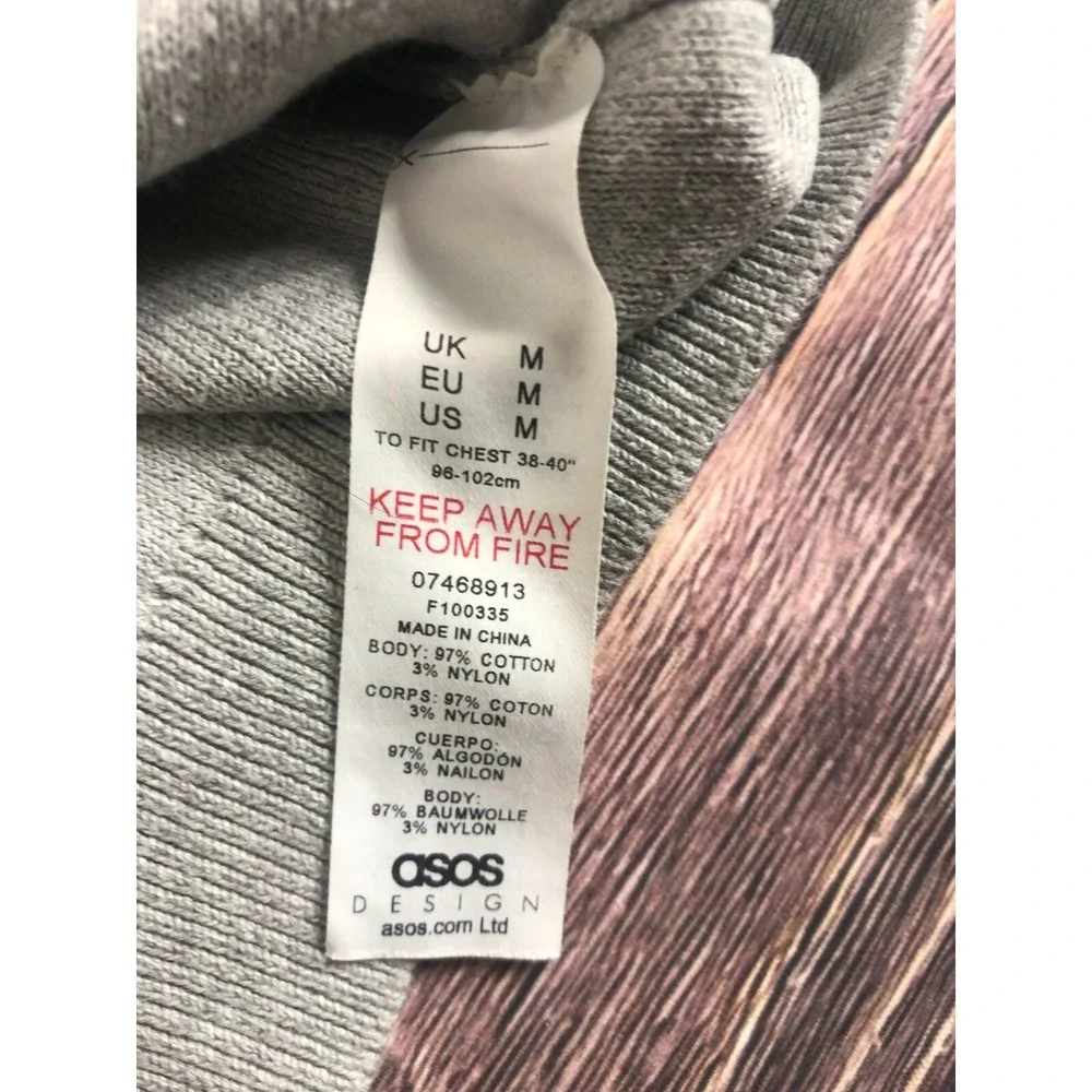 Asos Mens Size Medium Gray 1/4 Zip Long Sleeve Sweater‎ Top Collared